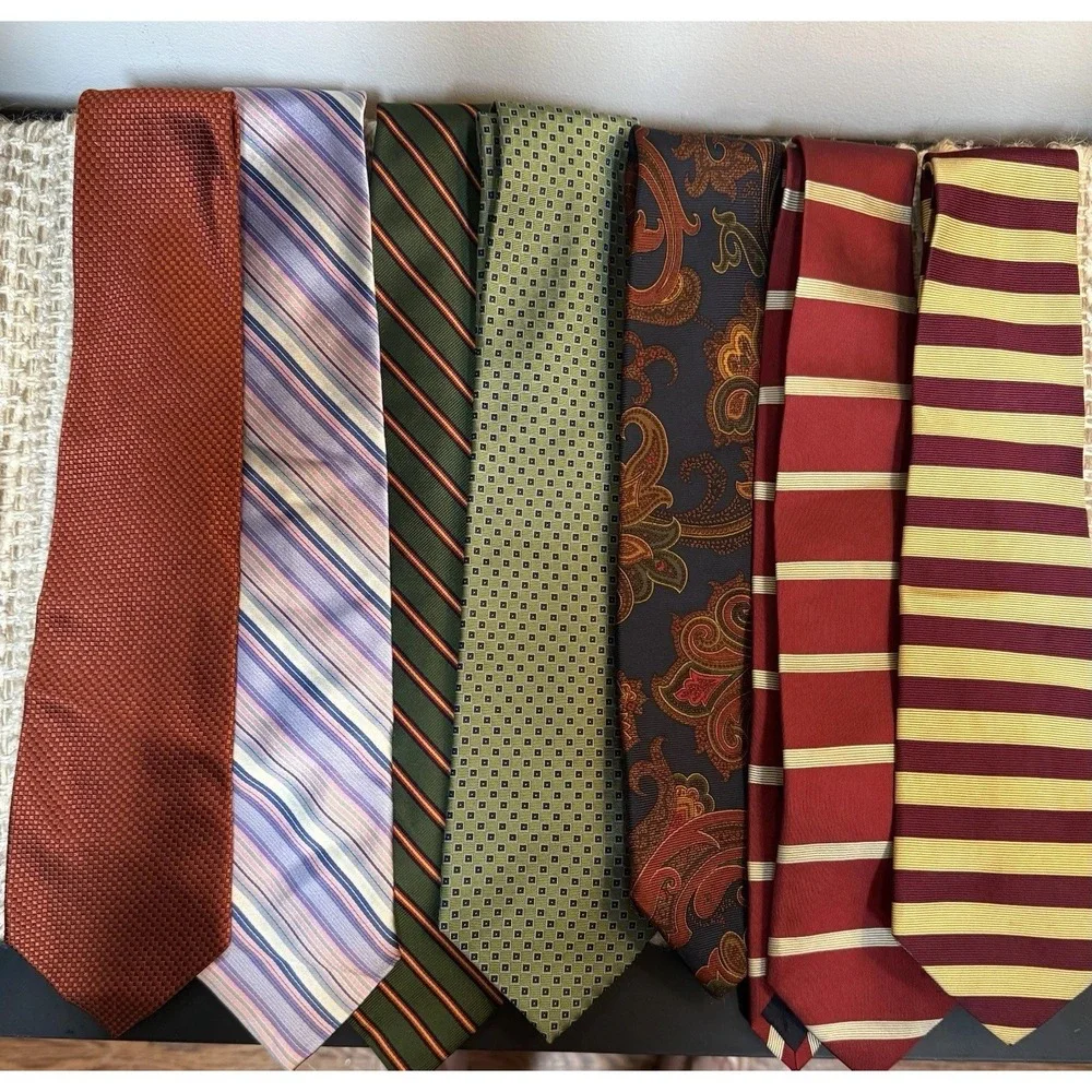 Brooks Brothers Men's Multicolor Silk Tie Lot of 7 Classic Woven Striped